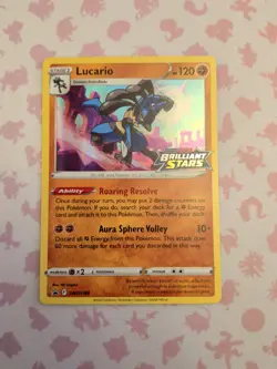Pokemon TCG Lucario SWSH186 Brilliant Stars Stamped Prerelease Promo Card - Image 1