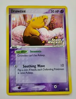 Drowzee 54/109 Holo Stamped EX Team Rocket Returns Pokemon Card 2004 VGC! SWIRL! - Image 5