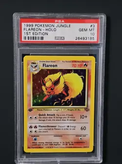 Pokemon Flareon Jungle 1st Edition Holo Rare #3 PSA 10 Gem Mint - Image 1