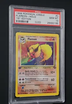 Pokemon Flareon Jungle 1st Edition Holo Rare #3 PSA 10 Gem Mint - Image 4
