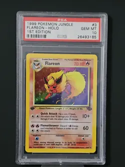 Pokemon Flareon Jungle 1st Edition Holo Rare #3 PSA 10 Gem Mint - Image 5