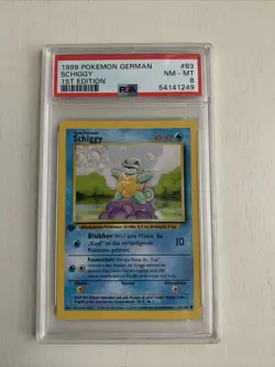 1999 Pokemon 1st Edition Schiggy (Squirtle) German #63 PSA 8 NM-MT - Image 1