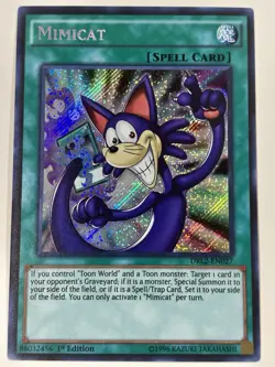 Yu-Gi-Oh! Mimicat DRL2-EN027 Secret Rare 1st Edition Near Mint Dragons of Legend - Image 1