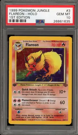 Pokemon Flareon Jungle 1st Edition Holo Rare #3 PSA 10 Gem Mint - Image 1