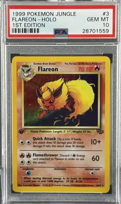 PSA 10 GEM MINT 💎 1999 POKEMON JUNGLE 1ST EDITION HOLO - FLAREON #3 - Image 1
