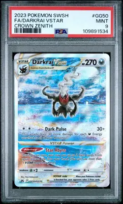 2023 POKEMON SWORD & SHIELD CROWN ZENITH #GG50 DARKRAI VSTAR GG50/GG70 PSA 9 - Image 1