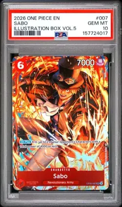 2026 One Piece EN Illustration Box Vol. 5 Sabo PSA 10 GEM #007 FULL ART SR - Image 1