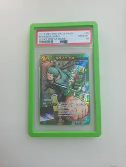 2011 MIRACLE BATTLE CARDDASS ONE PIECE POP8 SUPER OMEGA RARE RORONOA ZORO PSA 10 - Image 1