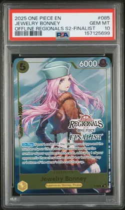 2025 One Piece EN Offline Regionals S2 Finalist Jewelery Bonney #08 PSA 10 GEM - Image 1