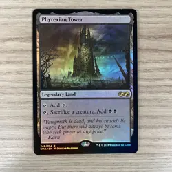 PHYREXIAN TOWER MAGIC THE GATHERING LEGENDARY LAND CARD FOIL ULTIMATE MASTERS - Image 1