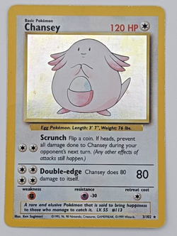 Chansey Holo 3/102 Base Set Unlimited Vintage Pokemon Card 1999 WOTC LP/NM - Image 1