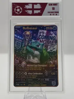 Custom Bulbasaur England World Cup 2026 Holographic Pokemon Style Card Display - Image 1