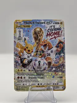 Custom Pikachu & Charizard GX World Cup 2026 Holographic Pokemon Style Card ⚽🔥 - Image 2