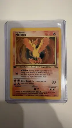 Moltres Holo Rare Card 12/62 Fossil 1st Edition - Pokemon TCG - Image 1