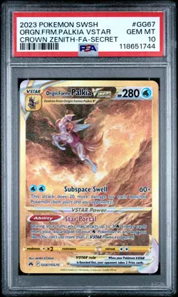 Pokemon Origin Forme Palkia VSTAR Crown Zenith Secret Rare Full Art #GG67 PSA 10 - Image 1