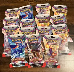 Pokemon SCARLET & VIOLET PALDEA EVOLVED SLEEVED BOOSTER PACK LOT OF 15 - Image 1