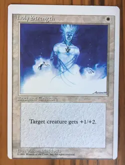Holy Strength MISSCUT 4th Edition MtG 1995 actual scan - Image 1
