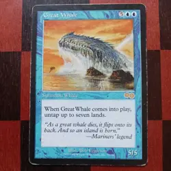 Mtg Great Whale MP Urza's Saga Magic the Gathering Reserved List Rare Card - Image 1