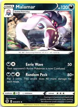 Malamar Champion's Path 045/073 Uncommon Pokemon Near Mint Pokemon Card - Image 1