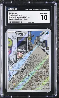 2023 POKEMON SVI EN-SCARLET & VIOLET ILLUSTRATION RARE #204 SLOWPOKE CGC 10 - Image 1
