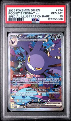 2025 POKEMON DRI EN-DESTINED RIVALS #234 TEAM ROCKET'S CROBAT EX PSA 10 - Image 1