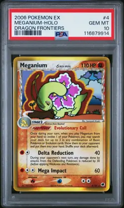 2006 POKEMON EX DRAGON FRONTIERS #4 MEGANIUM-HOLO PSA 10 - Image 1