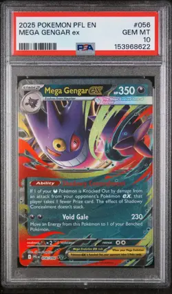 Pokemon TCG 2025 Phantasmal Flames Mega Gengar ex 056/094 Holo PSA 10 - Image 1