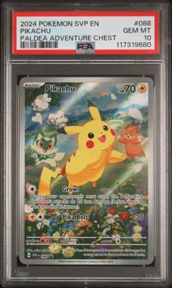2024 Pokemon Black Star Promo Pikachu #088 Paldea Adventure Chest PSA 10 - Image 1