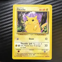 (Pikachu Base Set Unlimited 58/102 Pokemon TCG WOTC Card MP - Image 1