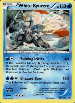 White Kyurem 21/124 Holo Rare Fates Collide Pokemon Near Mint - Image 1