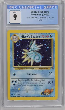 CGC 9 Misty's Seadra 9/132 2000 Gym Heroes Prerelease Promo Pokemon Card - Image 1