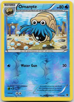 Omanyte 17/124 Reverse Holo Pokemon Fates Collide - LP - Image 1