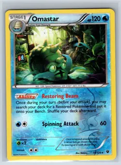 Omastar 18/124 Rare Fates Collide Pokemon Reverse Holo Near Mint - Image 1