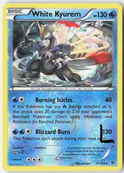 White Kyurem 21/124 Rare Fates Collide Pokemon Reverse Holo Lightly Played - Image 1