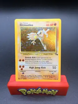 POKEMON HITMONLEE 7/62 RARE HOLO FOSSIL LP CARD - Image 1