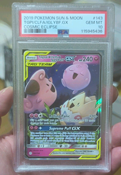 Pokemon Cosmic Eclipse Togepi & Cleffa & Igglybuff GX 143/236 Holo PSA 10 - Image 1