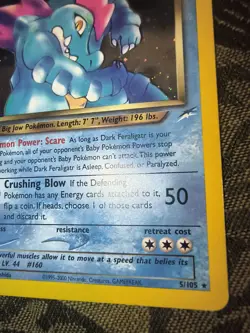 Pokemon Dark Feraligatr Neo Destiny 5/105 Holo Rare Unlimited 80 HP Card - Image 3