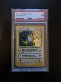 Pokemon TCG Raichu Base Set Holo Card 14/102 Unlimited Psa 7 - Image 1