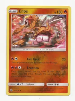 Entei 47/214 Rare Lost Thunder Pokemon Reverse Holo Lightly Played - Image 1