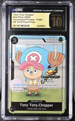 One Piece Card Chopper CS 25-26 CGC 10 Pristine Championship Event P-065 LOW POP - Image 1