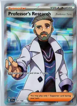 Pokemon Card - Professor's Research (Turo) Scarlet & Violet 241/198 Holo LP - Image 1