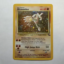 Pokemon TCG Hitmonlee 1999 Fossil Holo Card 7/62 Unlimited Holo Rare Vintage - Image 1