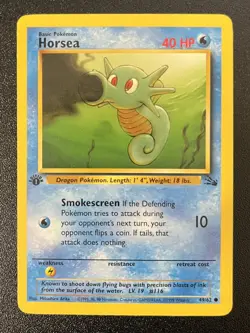 Pokemon Card 1999 Horsea 49/62 1st Edition Fossil Set Common LP WOTC Vintage - Image 1