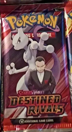 Pokemon TCG Destined Rivals Booster Pack Mewtwo Giovanni English 10 card pack. - Image 1