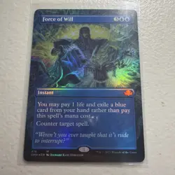 MTG Force Of Will Borderless Foil Dominaria Remastered NM - Image 1