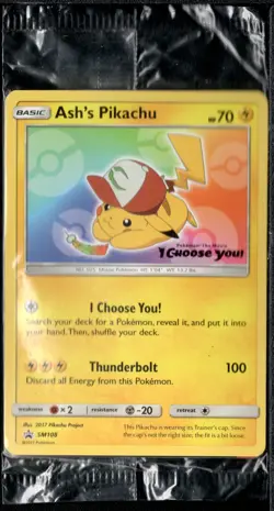SEALED Pokemon Ash's Pikachu SM108 Black Star "I Choose You" Promo Card TCG SM - Image 1