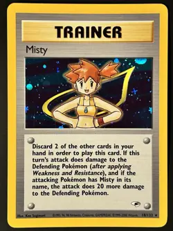 Misty Gym Heroes 18/132 Unlimited Holo Rare WOTC Pokemon Card LP - Image 1