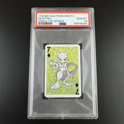 PSA 10 Mewtwo 7 of Spades Graded Pokemon Mini Bicycle Card - Image 1