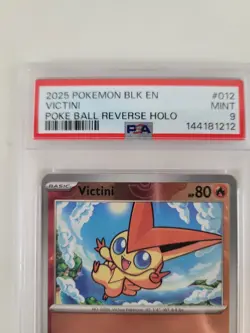 Pokemon Victini Blk Black Bolt 012 Poke Ball Reverse Holo PSA 9 - FREE SHIPPING - Image 2