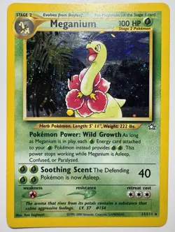 Pokemon Neo Genesis Meganium Holo 11/111 Unlimited WOTC LP 2000 Vintage - Image 1